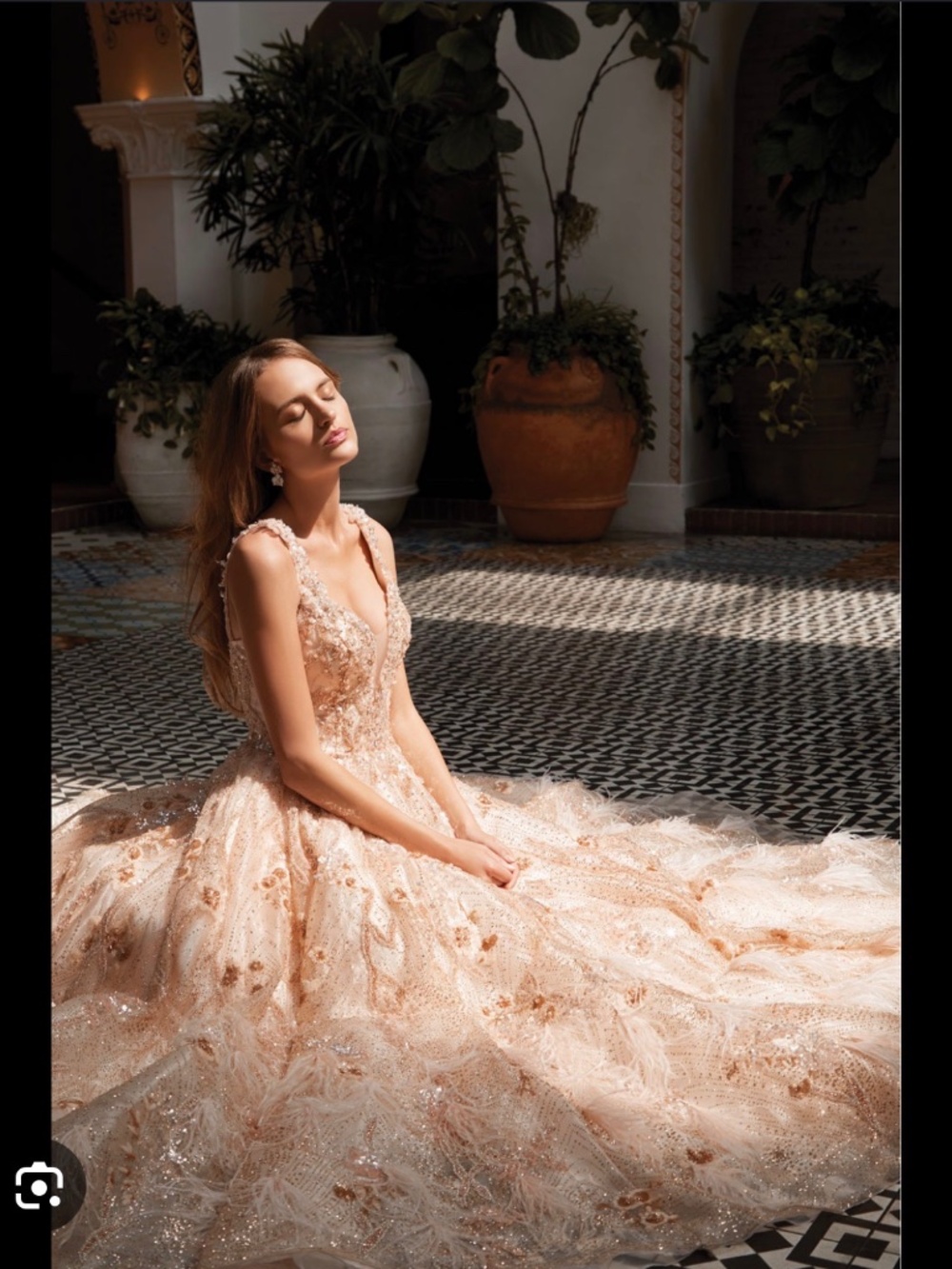 Ysa Makino ballgown, gold and blush